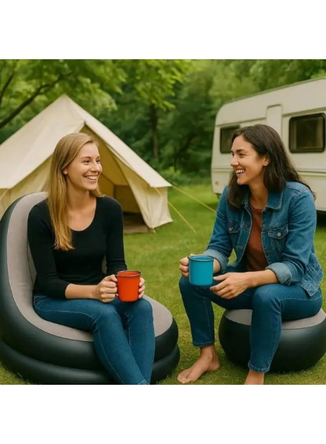 Inflatable Chair with Ottoman – Portable Folding Sofa for Relaxing, Gaming, and Camping - Image 2